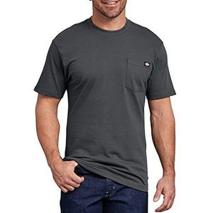 Dickies Heren T-shirt, korte mouwen, met zakken en korte mouwen, 2 stuks, Houtskool