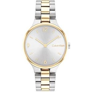 Calvin Klein Analoog kwartshorloge voor dames met armband van roestvrij staal in twee kleuren - 25200132, zilver., armband