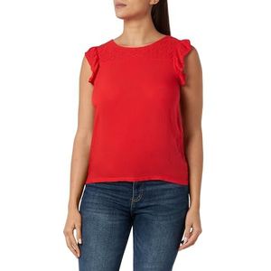 Springfield T- Shirt Bimatière Brodé Suisse Femme, Rouge/Corail, XS
