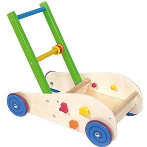 Hess houten speelgoed 31177 - houten leerwagen met handgemaakte rubberen banden voor baby's en peuters, ca. 50 x 30 x 44 cm, voor zorgeloos spelen en leren