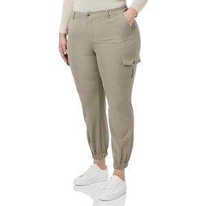KAFFE Women's Trousers High Waisted Cropped Length Cargo Pockets Regular Fit Pants Femme, Brindle, 42