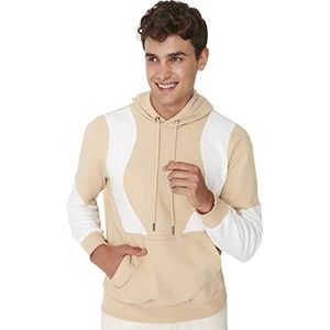 Trendyol Colorblock Regular Hooded Sweatshirt, heren, beige, XXL, Beige