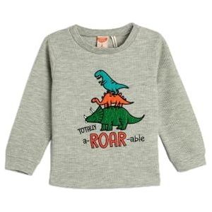 Koton Babyboy Dinosaur T-shirt à manches longues et col rond texturé gaufré, Gris (023), 2-3 Jahre