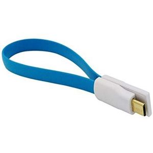 Mini-magneetkabel voor Huawei P Smart+ 2019, universele oplader, micro-USB-aansluiting, magnetisch, sleutelhanger, 25 cm, Android (blauw)