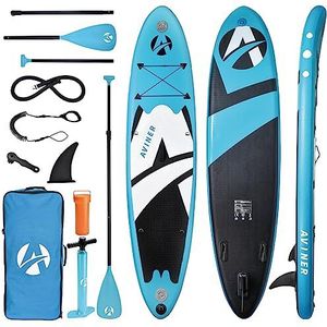 Aviner Stand Up Paddle board, opblaasbaar SUP-board voor watersport, max. 150 kg, 305 x 71 x 15 cm, hoogwaardige surfplank met complete accessoires, kinderboards