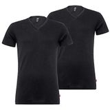 Levi's Levis Men T-shirt met V-hals voor heren, verpakking van 2 stuks, zwart (Jet Black 884)