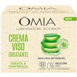 Omia - Vochtinbrengende gezichtscrème met aloë vera uit Salento, hydrateert en verfrist de gezichtshuid, zonder siliconen en kleurstoffen, geschikt voor alle leersoorten, 75 ml