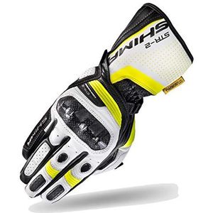 Shima STR-2 Motorhandschoenen voor heren – touchscreen-handschoenen, zomer, sport en leer met koolstofvoegenbescherming, handen en vingers, versterkte handpalm (neon, XXL)