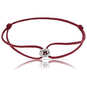 Made by Nami Bracelet de corde réglable pour hommes et femmes - Bracelet de corde fait à la main - Bracelet de nylon imperméable avec anneau en acier inoxydable - Bracelet unisexe (Rouge Argent)
