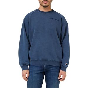 Champion Rochester 1919 Champion Logo Script Dyed/Wash Crewneck Sweatshirt voor heren, Blu Notte