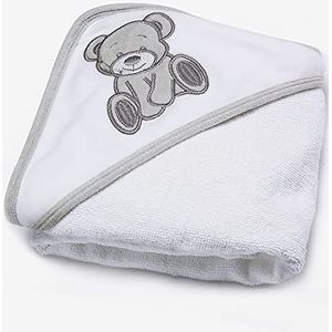 Trois Kilos Sept - baby badcape met bijpassend washandje - zacht fluweel - sponshanddoek - geboortecadeau - gemengd jongen en meisje - beer