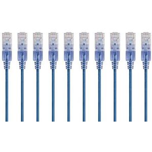 Monoprice 10 stuks Cat6A patchkabel 0,6 m blauw UTP 30AWG 10G zuiver koper blank zonder problemen RJ45 SlimRun Series Ethernet