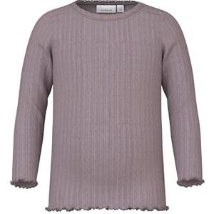 NAME IT Nmfwossa Wool/Silk Rib Ls Top T-shirt met lange mouwen voor meisjes (1 stuk), Lila.