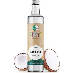 Go-Keto MCT Oil C8, 500 ml | TCM Premium C8-olie, 100% kokosolie, zonder palmolie | Top voor het keto-dieet | voor een romige bulletproof koffie of een keto-shake | Paleo, veganistisch