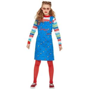 Smiffys 82006L Officieel Chucky-kostuum voor meisjes, maat L, 10-12 jaar, blauw