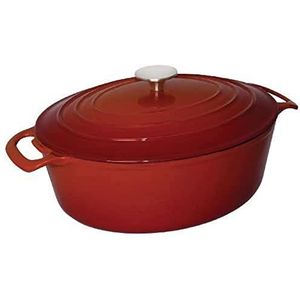 Braadpan Signature Rood - Le Creuset Look-a-Like - Ovaal 12,5(h)x 23(b)x 30,5(d)cm