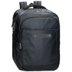 Pepe Jeans Hatfield Sacs à dos détails en polyester et cuir synthétique, Noir, Taille unique, Sac à dos double