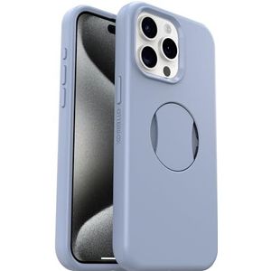 OtterBox OtterGrip Symmetry beschermhoes voor iPhone 15 Pro Max met MagSafe, schokbestendig, valbestendig, met geïntegreerde handgreep, 3 x de MIL-STD 810G-standaard, blauw