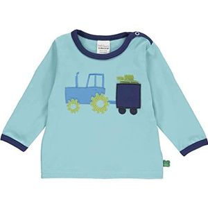 Fred's World by Green Cotton Tractor Applique L/S T Baby T-Shirt, Bleu Point, 6 Mois Bébé-Garçons, Bleu point, 6 mois