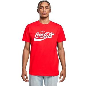 Merchcode Coca Cola Logo T-shirt voor heren, regular fit, 100% katoen, maat 5XL, Urban Red, 5XL, Stedelijk rood