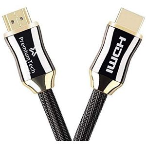 PremiumTech HDMI 2.1 Europe kabel - Ultra High Speed audio- en videokabel 48 GB/s - oplader 8K en 10K bij 60 Hz, 4K bij 120 Hz - Dynamic HDR, Dolby Vision, HDR 10 - goud en zwart - 5 m