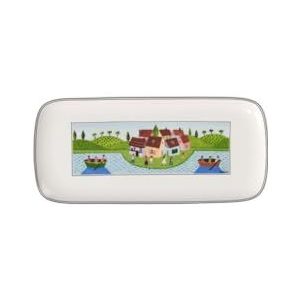 Villeroy & Boch Charm & Breakfast Design Naif taartserveerschaal, 35 x 16 cm, premium porselein, wit/meerkleurig