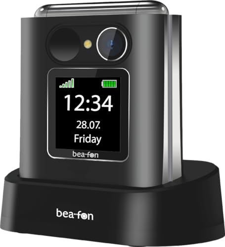 Beafon, Silverline Fold10 Mobiele telefoon met klep, noodoproepknop, 2,2 inch (5,58 cm) XL kleurendisplay voor buiten, 1,44 inch (3,65 cm), fotoweergave, signaal