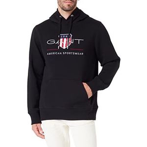 GANT Reg Archive Shield Hoodie Sweatshirt met capuchon voor heren, zwart.