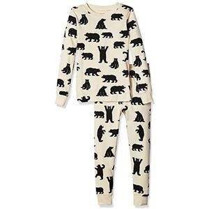 Hatley Kids PJ Set (Ovl) - Lakbears on Natural Pyjamaset voor dames, pyjama's, voor dames, beer, zwart op natuur, maat van de fabrikant: 6 jaar, Capribroek, voor dames, beer, zwart op natuur