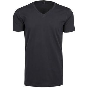Build Your Brand Light Tee T-shirt voor heren, met V-hals in vele kleuren, maten S tot 5XL, Navy Blauw