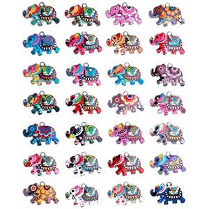 Grevosea 28 stuks kleurrijke olifant bedels voor het maken van sieraden, geëmailleerde metalen olifant hangers voor halskettingen, oorbellen, armbanden, sleutelhangers, gelegeerd staal, geen