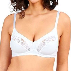 Damesbeha, model katoen d'Arum – wit – 90/105B – verstelbare bandjes – zonder beugel – zonder complex – beha katoen plus – lingerie voor dames, wit, 90B, Wit.