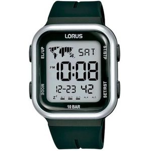 Lorus Digitaal kwartshorloge voor heren met siliconen band R2351PX9, zwart, armband, zwart., armband