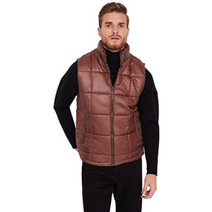 Trendyol Heren Vest Regular Effen Kleur Opstaande Kraag Trui, Bruin, M, Bruin