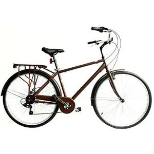 Versiliana Vintage fietsen – stadsfiets – robuust – praktisch – comfortabel – perfect voor onderweg in de stad (Tabak/zwart, heren 28"")