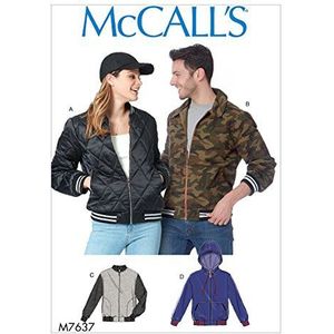 McCall's Patterns 7637 XM, jassen voor dames en heren, maten S-L, stof, veelkleurig/kleur, 17 x 0,5 x 0,07 cm
