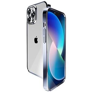 Febliss Hoesje compatibel met iPhone 12 Pro, gegalvaniseerde spiegel, harde beschermhoes voor iPhone 12 Pro, krasbestendig, schokbestendig, lichtblauw
