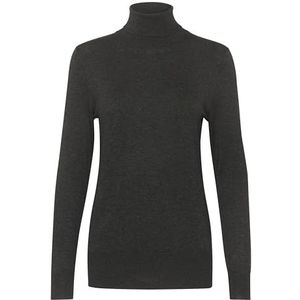 KAFFE Kaffe Rollneck T-shirt met lange mouwen voor dames, slim fit, hip lengte, rib randen, damestrui, Donkergrijs Melange