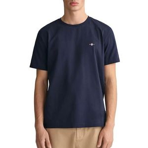GANT The Original Solid T-shirt voor heren, ronde hals, korte mouwen, Blauw (Evening Blue 433)