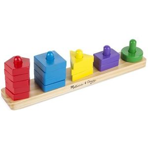 Melissa & Doug Stapel- en sorteerplank | houten speelgoed | bezettingsbord | bouwstenen | educatief speelgoed voor kinderen vanaf 3 jaar | ontwikkelingsspeelgoed | motoriek | speelgoed