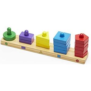 Melissa & Doug Stapel- en sorteerplank | houten speelgoed | bezettingsbord | bouwstenen | educatief speelgoed voor kinderen vanaf 3 jaar | ontwikkelingsspeelgoed | motoriek | speelgoed