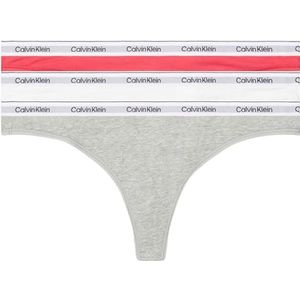 Calvin Klein 3 stuks string (Low-rise) 000qd5209e string voor dames, Veelkleurig (Azalea/Wit/Grijs Heather)