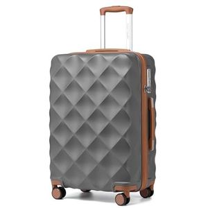 British Traveller Middelgrote koffer met harde schaal van ABS + PC, duurzaam en licht, met 4 draaibare wielen, TSA-slot en YKK-ritssluiting (grijsbruin), grijs/bruin, M (24 inch), bagage,