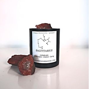 Boogschutter Sterrenbeeld Kaars - Carneool edelsteen - Amber & Sandelhout