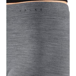 FALKE Wool Tech Light 3/4 dames scheerwol functionele legging zwart blauw ondergoed ademend sneldrogend gemiddelde tot koude temperaturen, grijs gemêleerd 3757