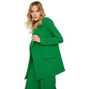 Trendyol Dubbele rij geweven blazer voor dames, groen, 62, Groen