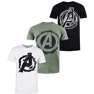 Marvel Avengers T-shirt voor heren, verpakt per 3 stuks, Meerkleurig
