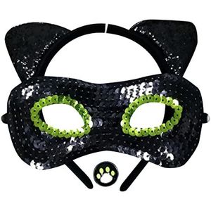 RUBIES - MIRACULOUS Officiële Zwarte Kat - Kinderaccessoireset met een masker / zwarte wolf + een haarband met kattenoren + een ring. Om te veranderen in een zwarte kat, held van Miraculous