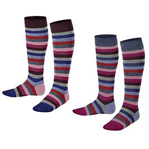 ESPRIT Multi Stripe 2-pack sokken unisex kinderen biologisch katoen zwart grijs meer lange kleuren met modieuze sieraden strepen meerkleurige voor zomer of winter verpakking met 2 paar, blauw (Light Denim 660), 27-30, blauw (Light Denim 660)