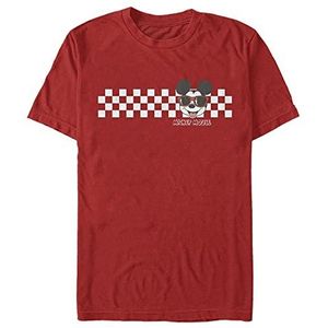 Disney Unisex Mickey Checkers Organic T-shirt met korte mouwen rood M, Rood